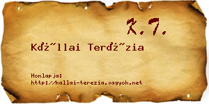 Kállai Terézia névjegykártya