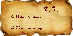 Kállai Terézia névjegykártya